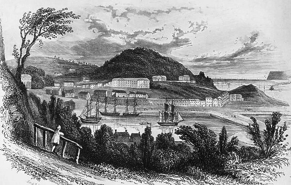 Torquay. 30th December 1840: The harbour in the Devon town of Torquay