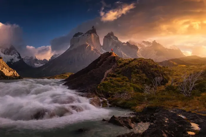 Framed Print : Torres del Paine waterfall Framed Print : Torres del Paine waterfall