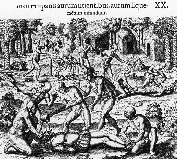 Tortures. An Engraving of Several Males being Tortured, circa 1500