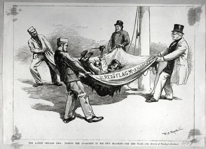 Framed Print : Tossing the Anarchist in the Red Flag