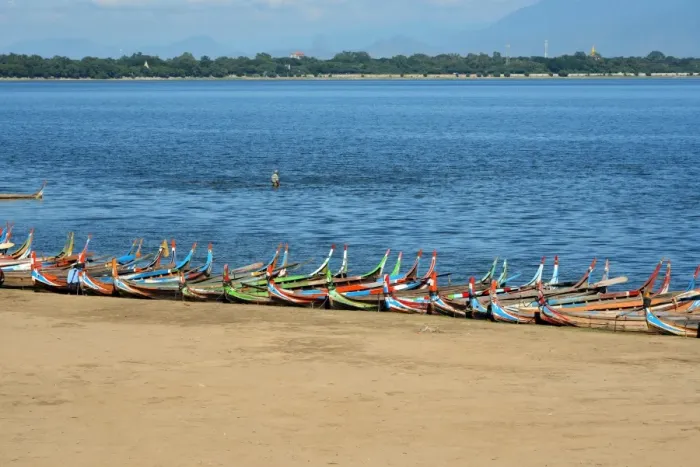 Framed Print : tourist boat at Taung taman lake, Myanmar, Asia