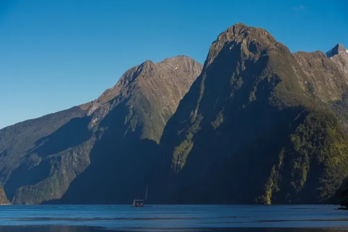 Framed Print : a tourist ferry at Milford Sound Framed Print : a tourist ferry at Milford Sound