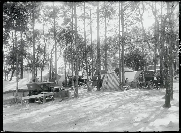 Framed Print : Tourists Camping in Woods Framed Print : Tourists Camping in Woods