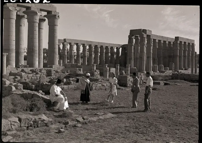 Framed Print : Tourists Look At Temple Of Amenophis Framed Print : Tourists Look At Temple Of Amenophis