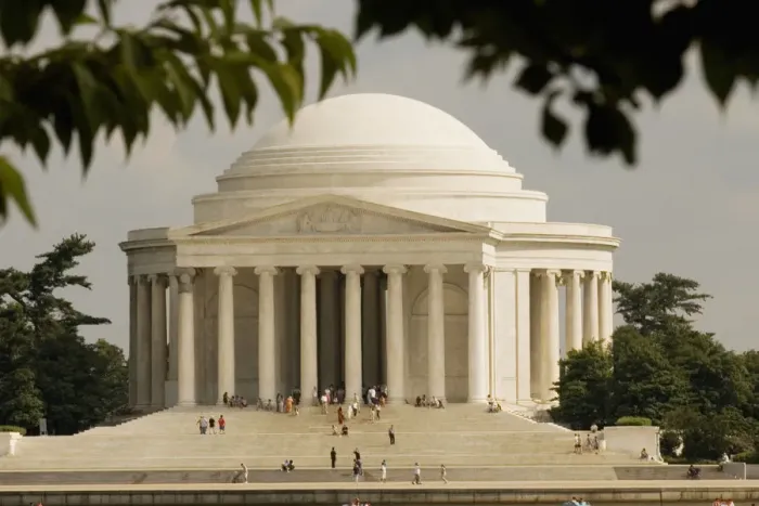 Framed Print : Tourists at a memorial, Jefferson Memorial, Washington DC, USA