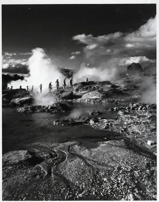 Framed Print : Tourists Passing Steaming Geysers Framed Print : Tourists Passing Steaming Geysers