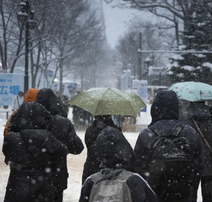 Framed Print : Tourists along the street in Sapporo