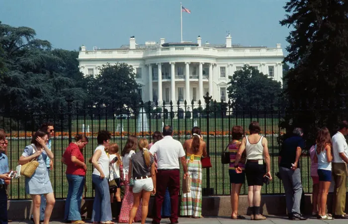 Framed Print : Tourists Viewing White House Framed Print : Tourists Viewing White House