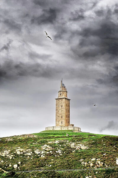 The Tower. Tower of Hercules in Coruna, an ancient Roman lighthouse