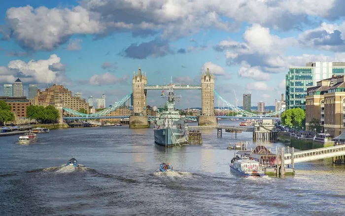 Framed Print : Tower Bridge and HMS Belfast View Framed Print : Tower Bridge and HMS Belfast View