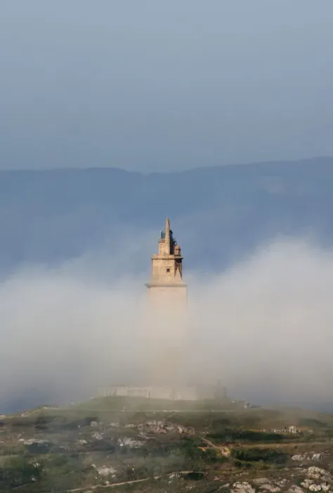 Framed Print : Tower of Hercules with fog, A CoruAna (Galicia, Spain) Framed Print : Tower of Hercules with fog, A CoruAna (Galicia, Spain)