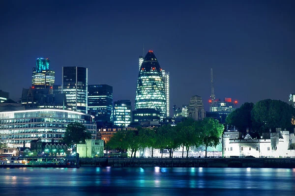 Tower of London and the city at night