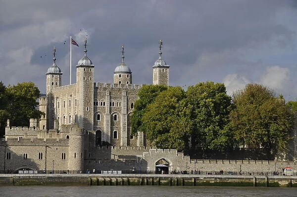 Tower of London with ravens circling above