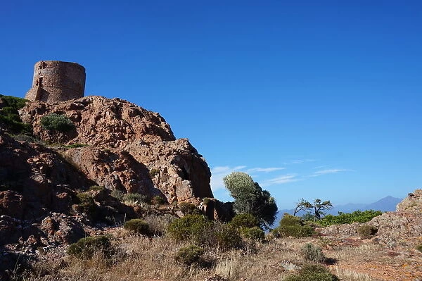 Tower and Rocks, Capo Rosso, Corsica, France