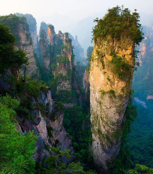 Towering stone peaks in Zhangjiajie, China
