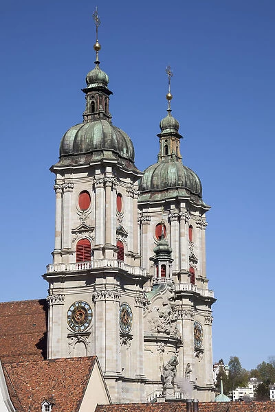 Towers of the Collegiate Church of St. Gallen, cathedral, UNESCO World Heritage Site, St. Gallen, Canton of St. Gallen, Switzerland