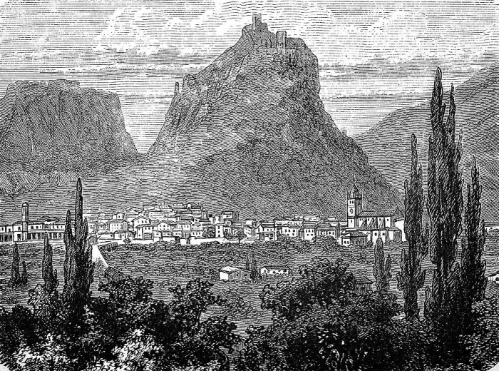 Framed Print : The town of Arco on Lake Garda, Italy, in 1870, digitally restored reproduction of an original 19th-century painting Framed Print : The town of Arco on Lake Garda, Italy, in 1870, digitally restored reproduction of an original 19th-century painting