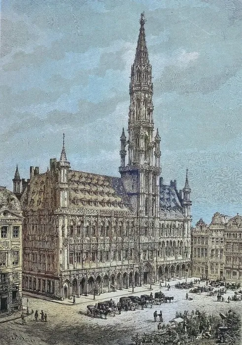 Framed Print : The Town Hall of Brussels, Belgium, Historic, digitally restored reproduction from a 19th century original Framed Print : The Town Hall of Brussels, Belgium, Historic, digitally restored reproduction from a 19th century original