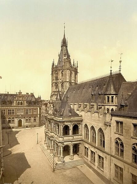 The town hall in Cologne, North Rhine-Westphalia, Germany, Historic, digitally restored reproduction of a photochromic print from the 1890s