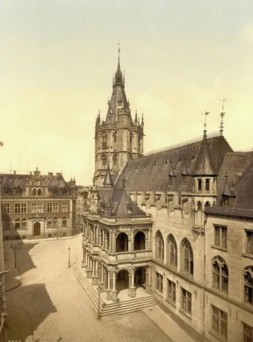 Framed Print : The town hall in Cologne, North Rhine-Westphalia, Germany, Historic, digitally restored reproduction of a photochromic print from the 1890s Framed Print : The town hall in Cologne, North Rhine-Westphalia, Germany, Historic, digitally restored reproduction of a photochromic print from the 1890s