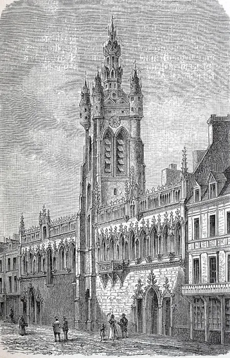 Framed Print : The Town Hall of Douai in 1882, Hauts-de-France, France, Historic, digitally restored reproduction of an original 19th century painting, exact original date not known Framed Print : The Town Hall of Douai in 1882, Hauts-de-France, France, Historic, digitally restored reproduction of an original 19th century painting, exact original date not known