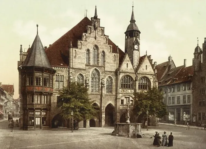 Framed Print : The town hall of Hildesheim, Lower Saxony, Germany, Historical, Photochrome print from the 1890s