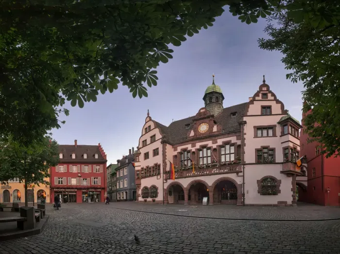 Framed Print : Town hall square in Freiburg im Breisgau, Germany Framed Print : Town hall square in Freiburg im Breisgau, Germany
