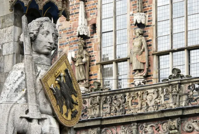 Framed Print : The Town Hall and the statue of Roland Framed Print : The Town Hall and the statue of Roland