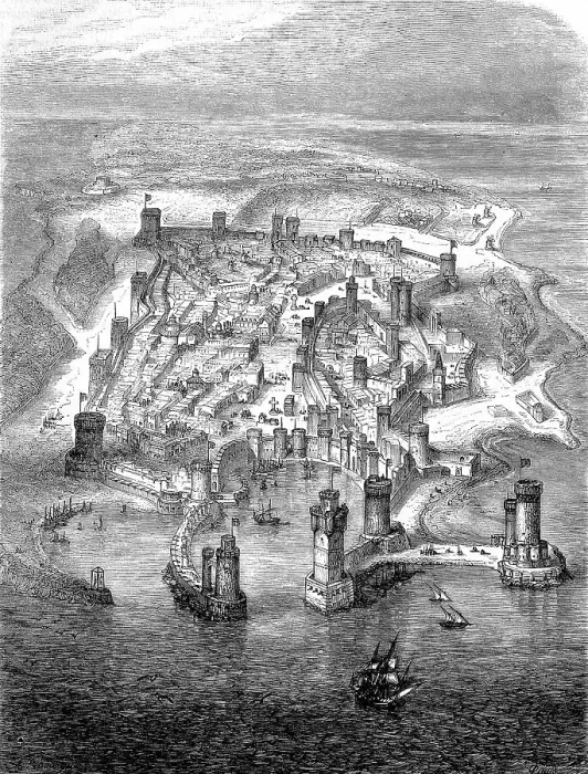 Framed Print : Town and harbour on the island of Rhodes c. 1760, Greece, Historical, digital reproduction of an original 19th-century painting Framed Print : Town and harbour on the island of Rhodes c. 1760, Greece, Historical, digital reproduction of an original 19th-century painting