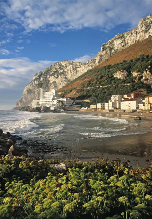 Framed Print : Town on mountain by sea, Catalan Bay, Gibraltar Framed Print : Town on mountain by sea, Catalan Bay, Gibraltar