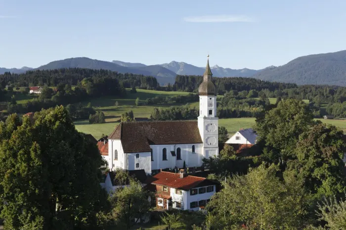 Framed Print : Town view with parish church of St. George, Bad Bayersoien, Pfaffenwinkel, Upper Bavaria, Bavaria, Germany, Europe, PublicGround Framed Print : Town view with parish church of St. George, Bad Bayersoien, Pfaffenwinkel, Upper Bavaria, Bavaria, Germany, Europe, PublicGround