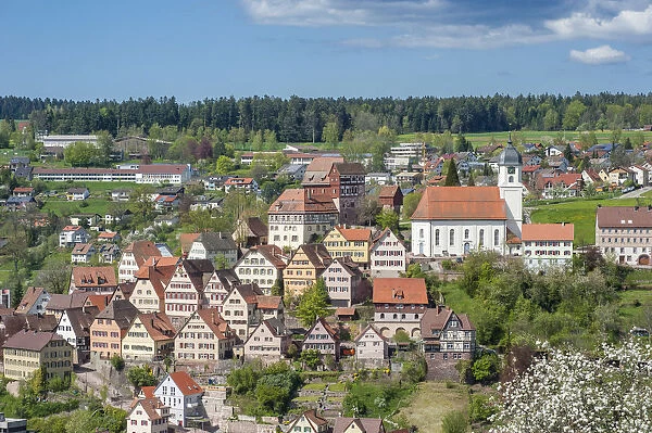 Townscape, historical old town, Altensteig, Nordschwarzwald, Schwarzwald, Baden-Wurttemberg, Germany