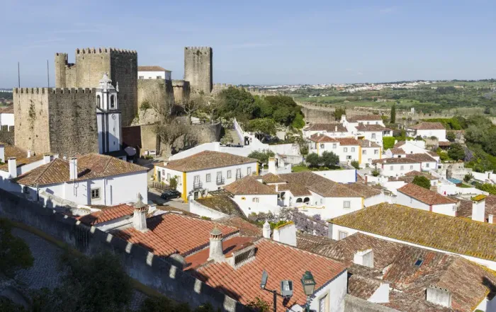 Framed Print : Townscape with medieval castle, Obidos, Lisboa, Portugal Framed Print : Townscape with medieval castle, Obidos, Lisboa, Portugal