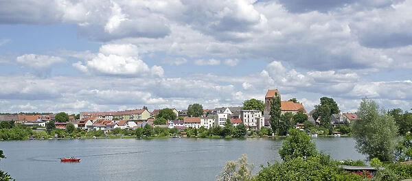 Townscape, Stadtsee lake, Lychen, Uckermark district, Brandenburg, Germany