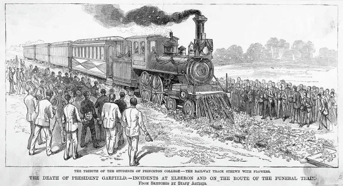Framed Print : Townsfolk Gazing at Train Carrying Body of President James Garfield Framed Print : Townsfolk Gazing at Train Carrying Body of President James Garfield