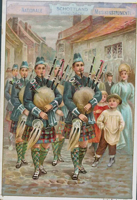 Framed Print : Townsfolk near Scottish Men Blowing Bagpipes Framed Print : Townsfolk near Scottish Men Blowing Bagpipes