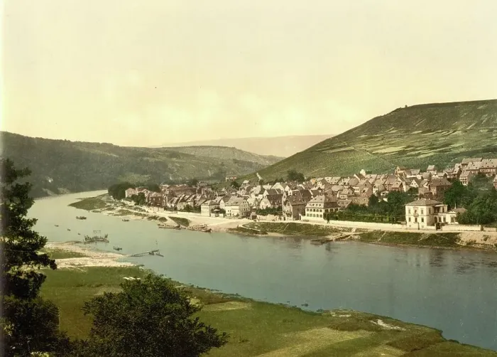 Framed Print : Traben an der Moselle, Rhineland-Palatinate, Germany, Historic, digitally restored reproduction of a photochromic print from the 1890s Framed Print : Traben an der Moselle, Rhineland-Palatinate, Germany, Historic, digitally restored reproduction of a photochromic print from the 1890s