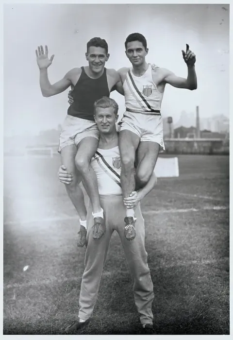 Framed Print : Track Men Posing at First Day of Workout Framed Print : Track Men Posing at First Day of Workout