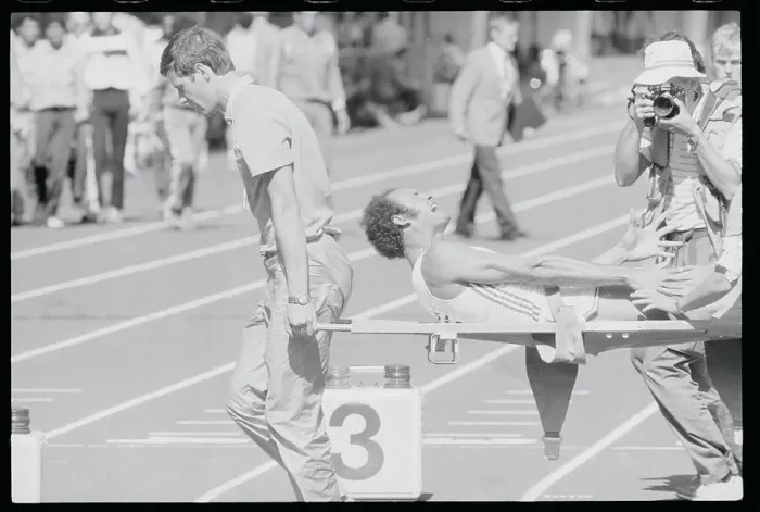 Framed Print : Track Star Alberto Juantorena After Running Injury Framed Print : Track Star Alberto Juantorena After Running Injury