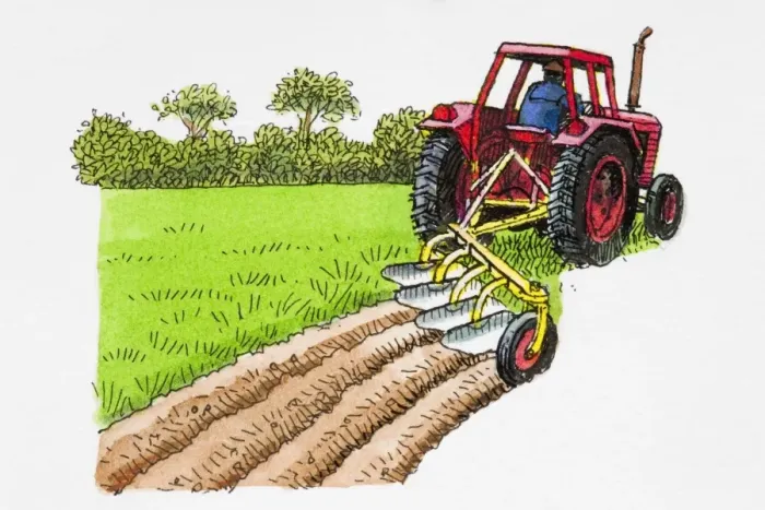 Framed Print : Tractor and plough Framed Print : Tractor and plough