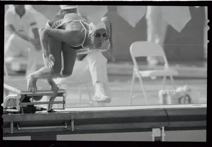 Framed Print : Tracy Caulkins Diving into Pool at The Olympics Framed Print : Tracy Caulkins Diving into Pool at The Olympics