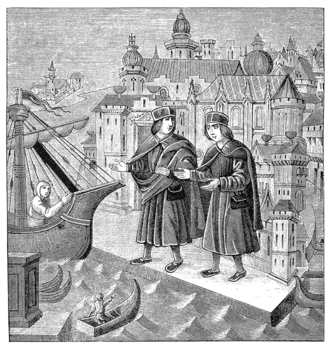 Framed Print : Trading In Levant-15th Century