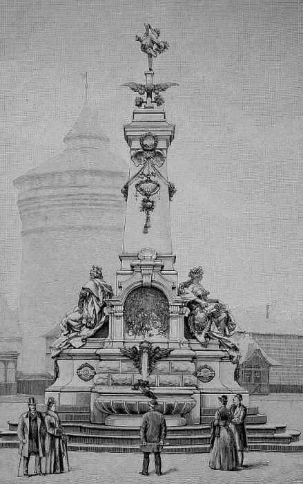 Framed Print : The traditional art fountain at the Plaerrer in Nuremberg, Bavaria, Germany, Historic, digitally restored reproduction of a 19th century original Framed Print : The traditional art fountain at the Plaerrer in Nuremberg, Bavaria, Germany, Historic, digitally restored reproduction of a 19th century original