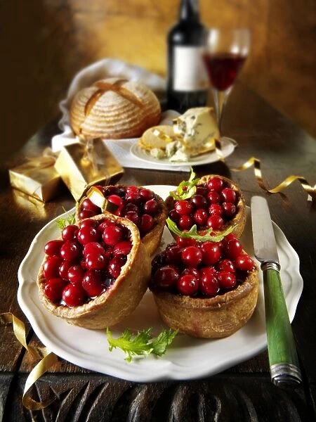 Traditional Cranberry topped pork pies