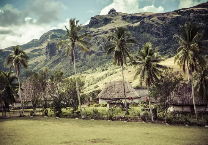 Framed Print : Traditional Fijian houses- Landscape Framed Print : Traditional Fijian houses- Landscape