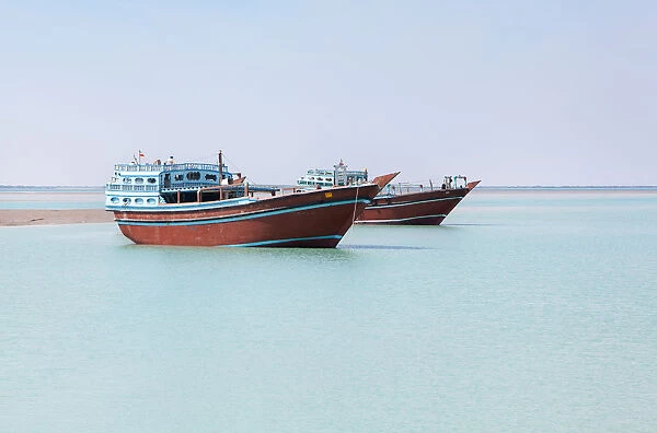 Traditional fishing boats in the sea, Qeshm island, Iran