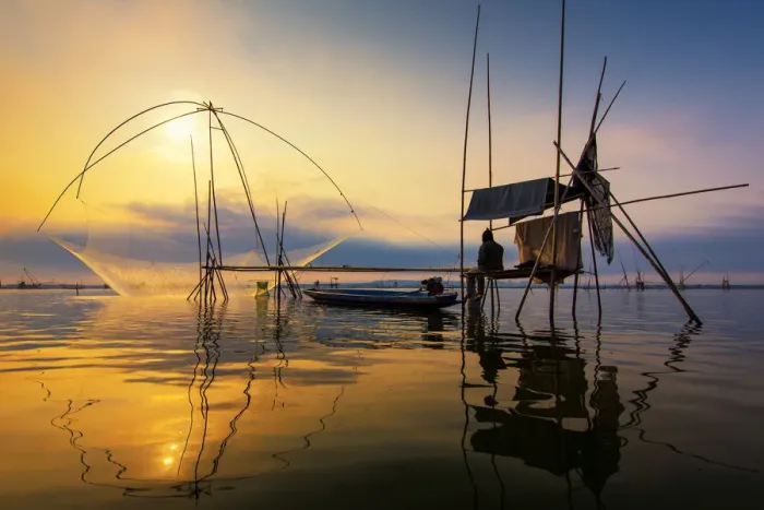 Framed Print : The traditional fishing in Huai Luang Reservoir Framed Print : The traditional fishing in Huai Luang Reservoir