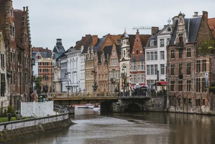 Framed Print : Traditional old houses on the canal, Ghent Framed Print : Traditional old houses on the canal, Ghent