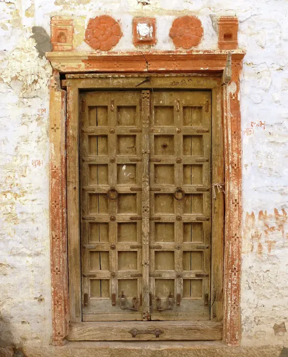 Framed Print : Traditional Rajasthani painted door in the old town of Jaisalmer, Rajasthan, India Framed Print : Traditional Rajasthani painted door in the old town of Jaisalmer, Rajasthan, India