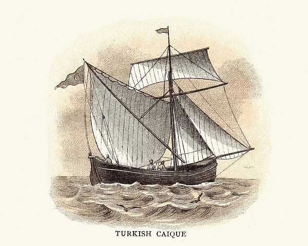 Traditional Turkish Caique Boat 19th Century